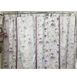 Vintage Country Chic Shower Curtain Swiss Lavender Roses Ribbons 70"