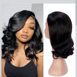 12 Inch Short Bob Wig Human Hair Body Wave 13x4 HD Lace Frontal Bob Wigs Human Hair Free Part 180% Density Loose Wavy Bob Lace Front Wigs Human Hair f