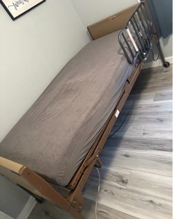 Electric Hospital Bed with Side Rails and Mattress