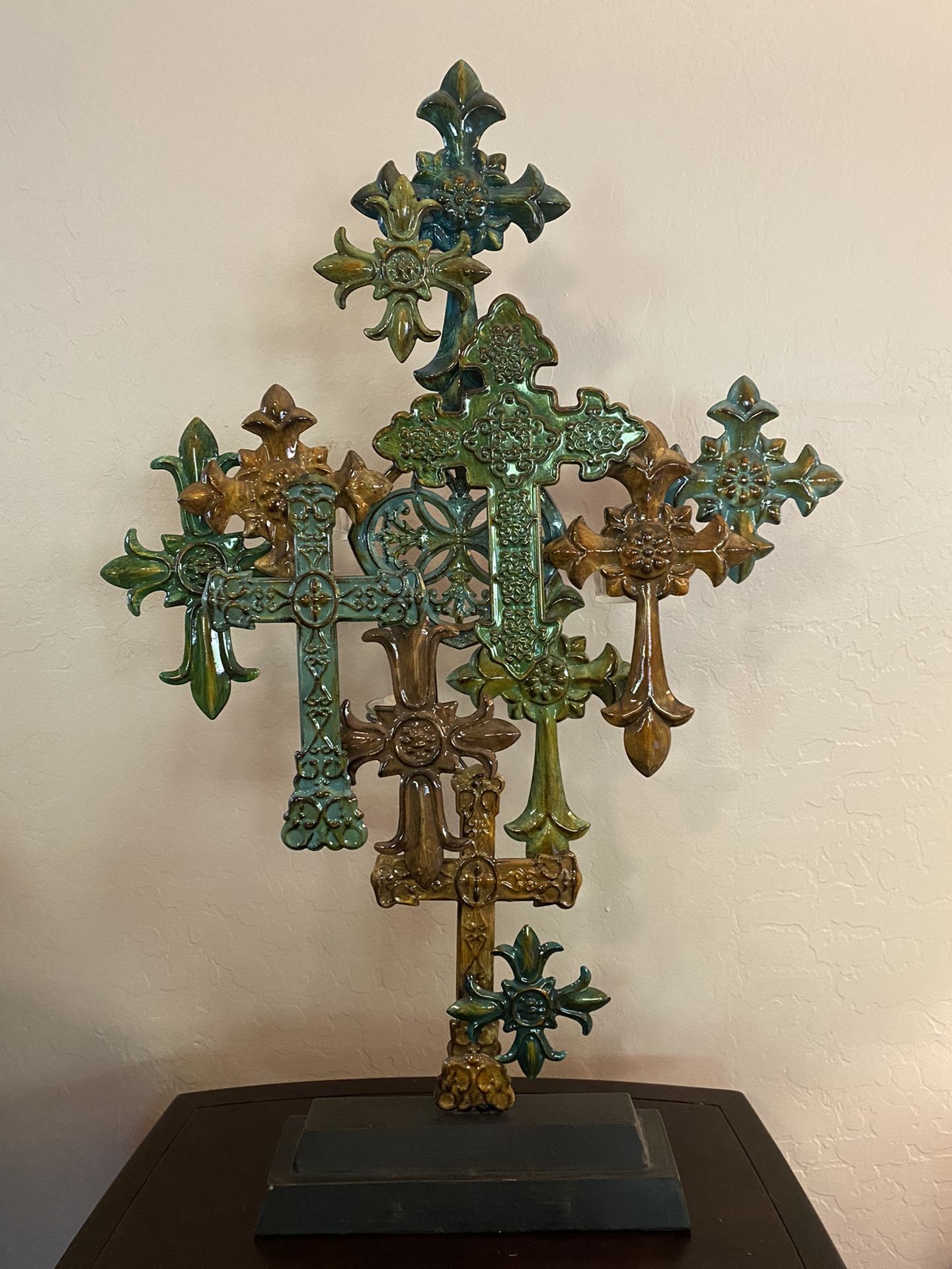 Decorative Cross Metal Art With Candle Option