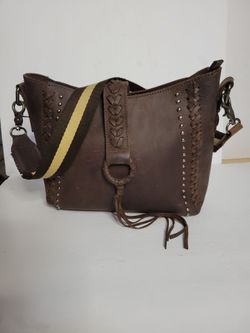 Montana West Brown Leather Concealed Carry Crossbody Western Studded Tassel