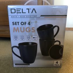 Brand New 4 Set of Matter + Rose Gold Lined Mugs