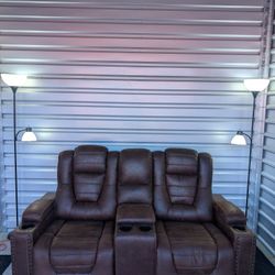 *Free Delivery* Power Loveseat Recliner With Adjustable Headrests 