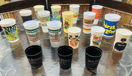 Collection Of Vintage Plastic Souvenir & Promotional Cups (18 Total )