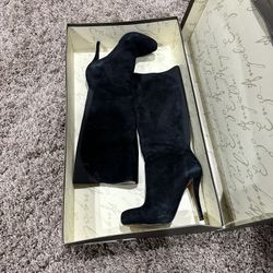 Black High Heel Boots Suede 6 1/2