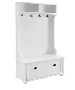 Assembled New Hall Tree with Bench for Entryway, with Open Shelves and Shoe Cabinets, Mudroom Coat Storage