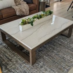 Gorgeous Marble Top & Wood Coffee Table 