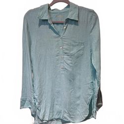 Lilly Pulitzer Size 8 Deanna Linen Popover Woven Tunic seafoam Green M