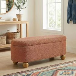 44.8" Storage Ottoman Bench End of Bed Bench with Hinge, Orange $ 90