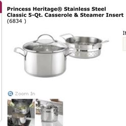 6834-PH SS 5-qt Casserole w/steamer insert