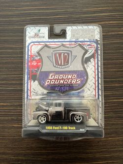Rare M2 Machines Ground Pounders 1956 Ford F-100 Truck Chase In Black Chrome 1/150