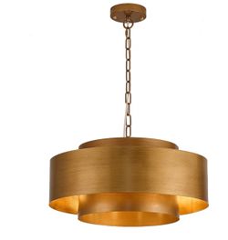 20” Gold 4-Light Drum Chandelier – Brand New Sealed