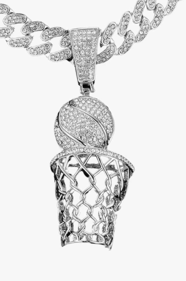 14K Gold Plated Rhinestone Hiphop Basketball Pendant