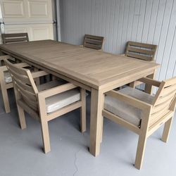 Outdoor patio teak wood table and 8 chairs