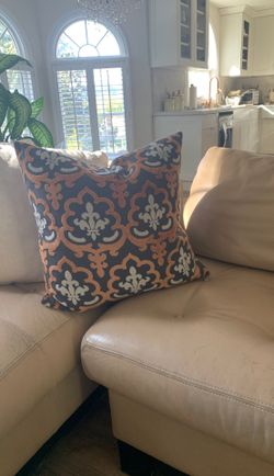 Fall Pillow- decorative gray and orange NEW