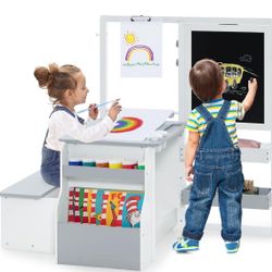 INFANS Toddler Kids Art Table and Chair Set