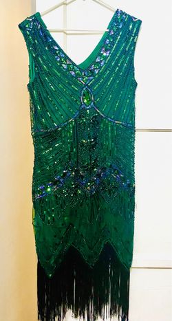 Cocktail dress - Green sequenced dress   (L)