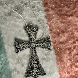 “Everything That Glitters” Large Cross Necklace