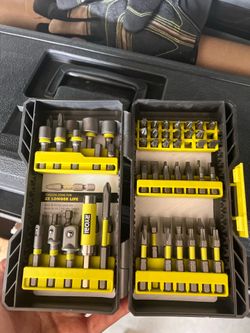 RYOBI+ tools, batteries, chargers, and drill bit set (See Description)