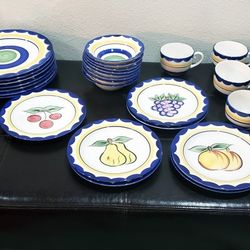 37pc Fruitas Tabletop Unlimited Heavyweight Ceramic Dishes Full Service for 7