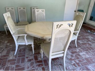 Beautiful Wood Octagon Dining Table and Chairs