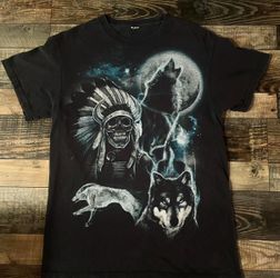 Men’s Y2K wolf and skull T Shirt