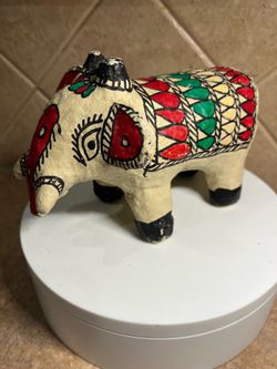 Vintage Elephant Handcrafted Painted Paper Mache from India