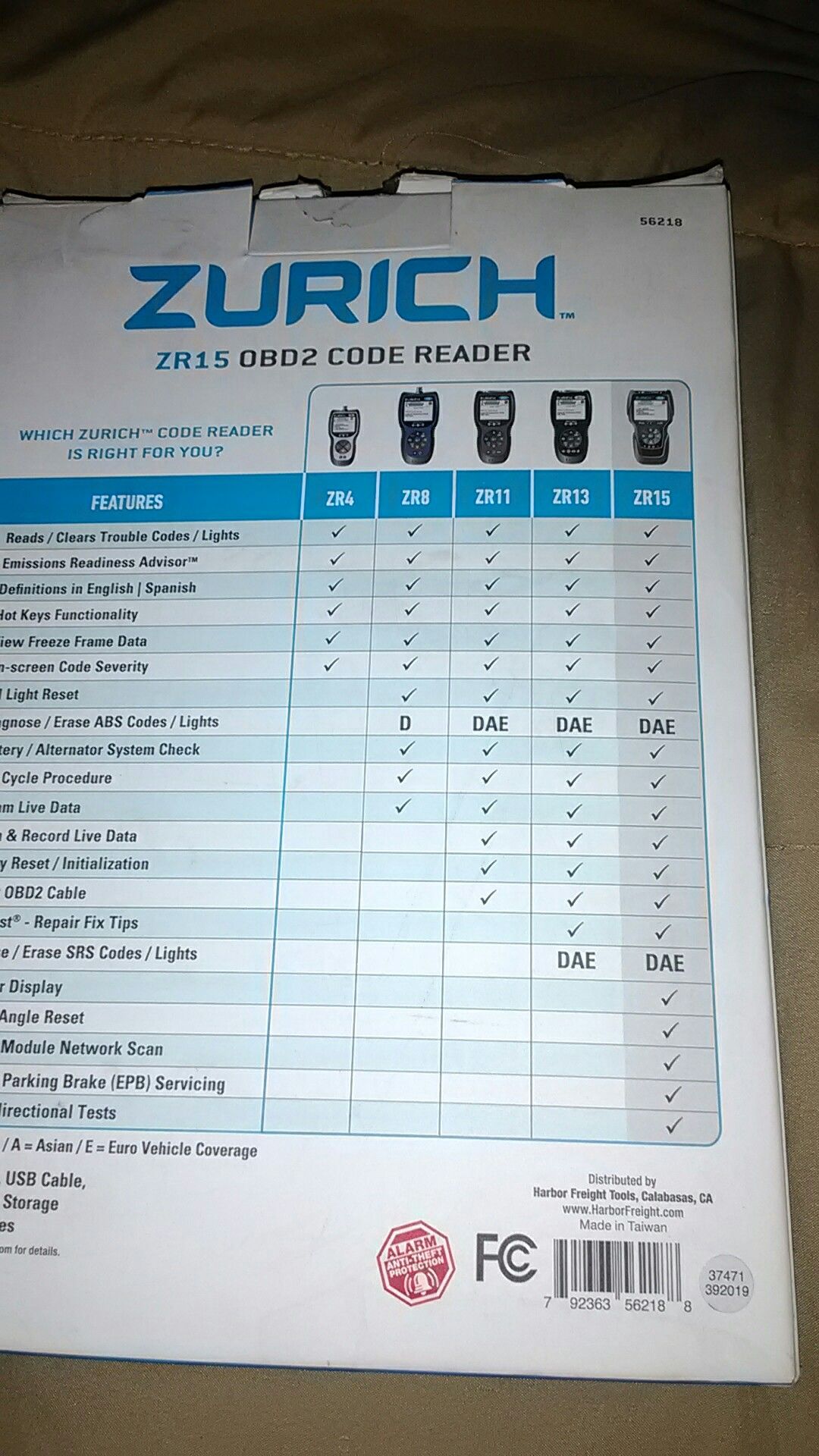 Zurich Zr15 Obd2 code scanner 2019 model. for Sale in Los Angeles, CA