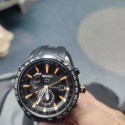 Seiko Astron GPS Solar Black Orange Dial Watch SSH019 / 8X82-0AB0
