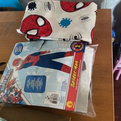 Brand New Spider-Man Lot Costume Size 2T And Bed Sheets Set Brand New Without Box 