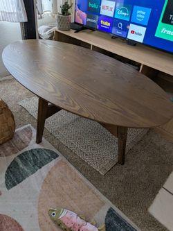 Mid-Century Oval Wood Coffee Table