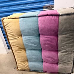 Velvet striped ottoman - like new!