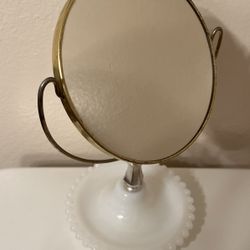 Vintage Milk Glass Vanity Mirror