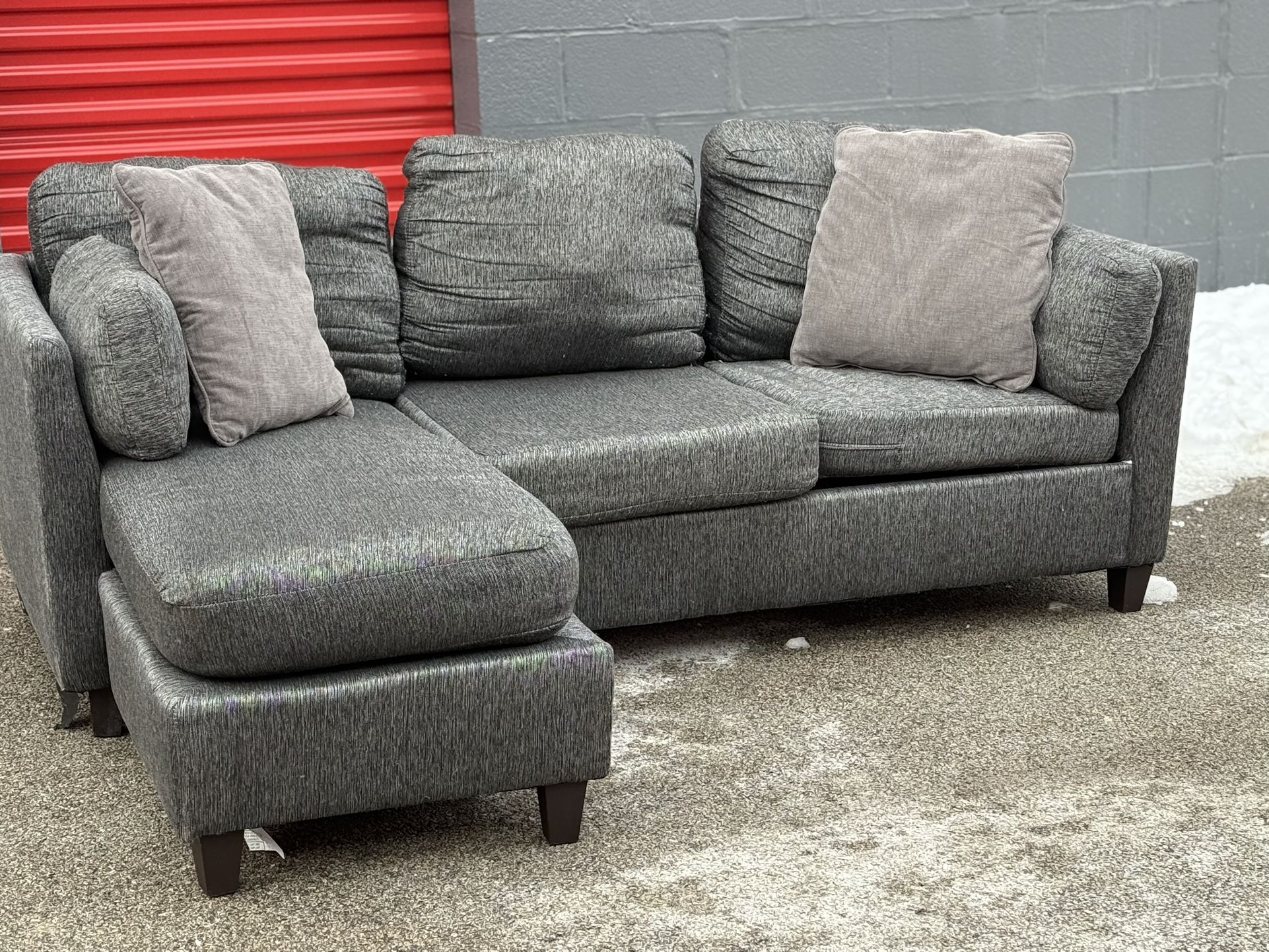 Charcoal Gray Reversible L-Shape Light Sectional – Free Curbside Delivery