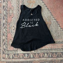 Forever 21 Black “Addicted to Black” Graphic Muscle Top