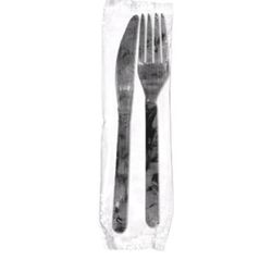 2-in -1 Disposable Set Fork and Knife Kit Black 
