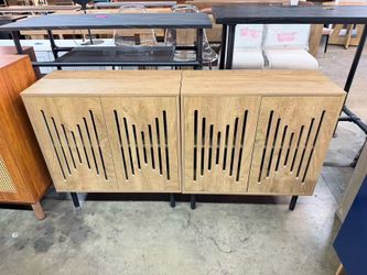 J0306/J0382/J0479 New assembled Set of 2 Sideboard Buffet with Storage, 59" Buffet Sideboard Cabinet with Adjustable Shelves, Accent Storage Cabinet f