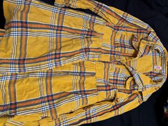 Yellow Plaid Flannel Button-Down Shirt dress
