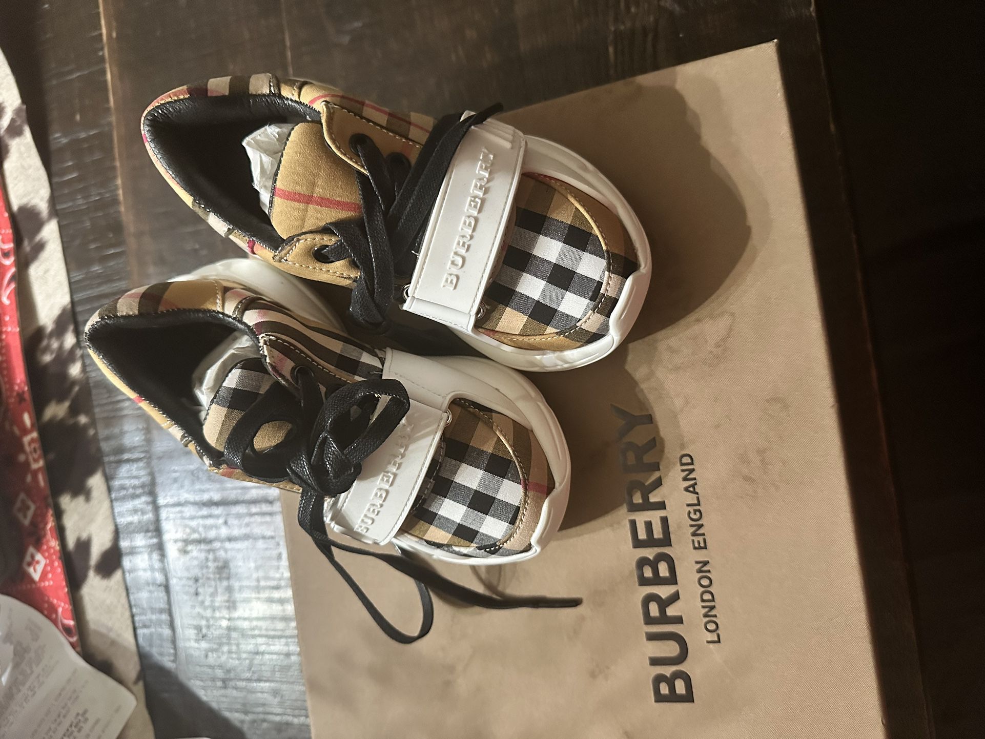 Kids Burberry Strap Sneakers