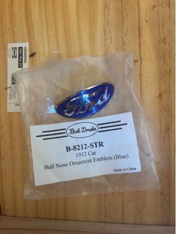 1932 thru 1937 ford bull nose ornament emblem it’s blue
