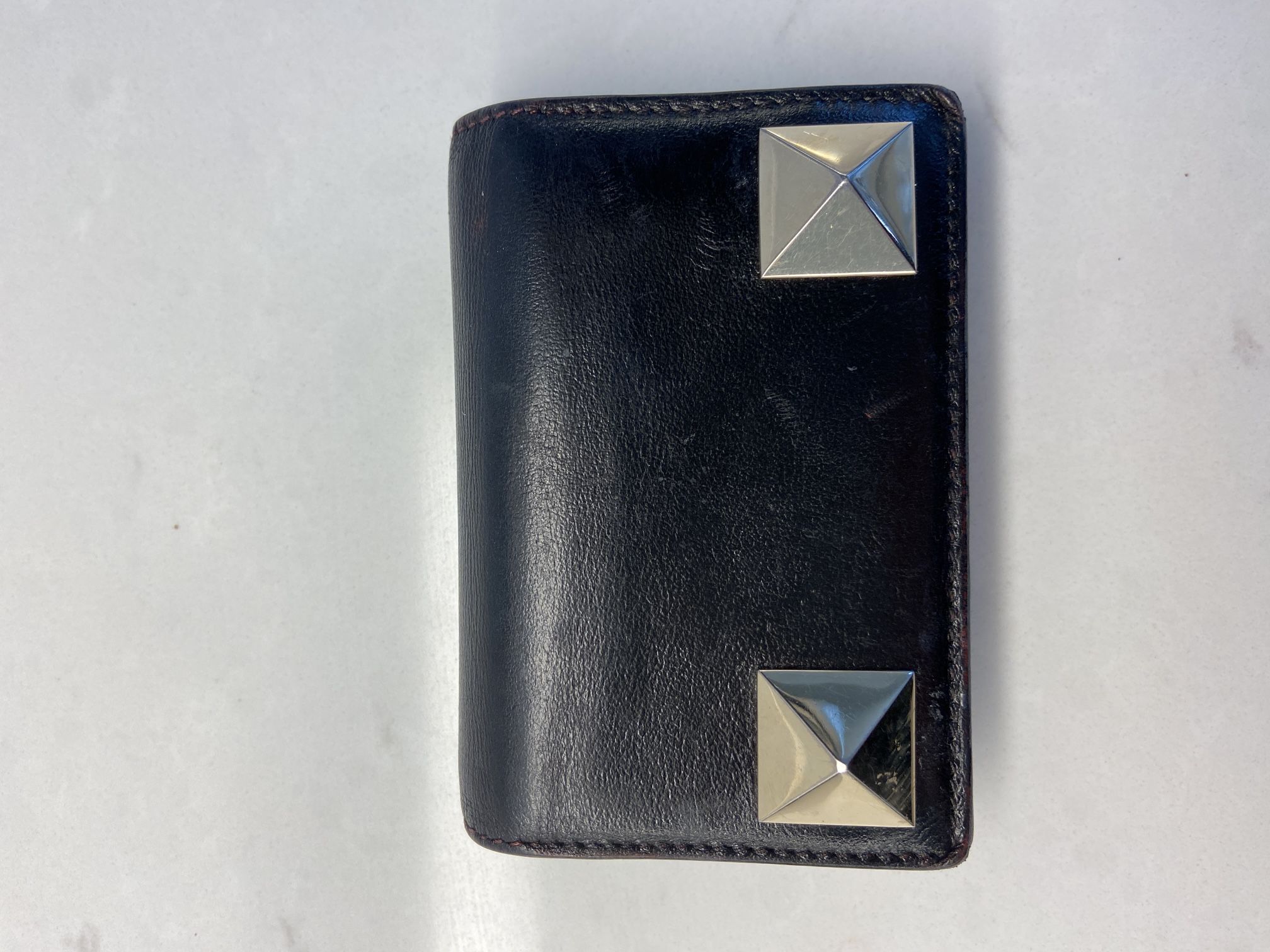 Valentino Garavani Black Leather Small Wallet with Metal Studs