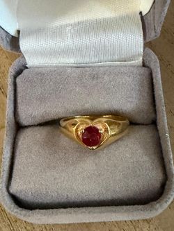 Anillo gold fillet size 7 piedra rubí joyería antigua