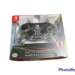 New Afterglow LED Wireless Deluxe Gaming Controller Licensed by Nintendo for Switch and OLED - RGB Hue Color Lights - See through Gamepad Controller -