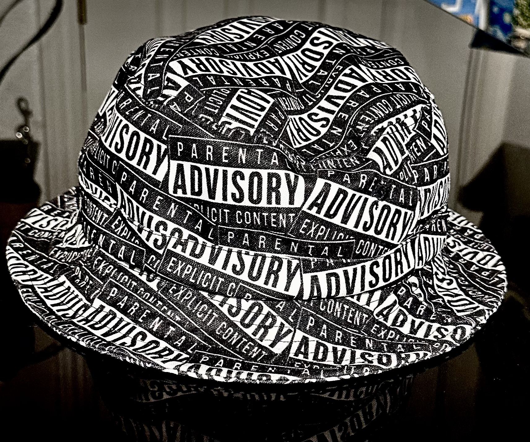 Parental Advisory Bucket Hat Black White Explicit Lyrics Music Rap Hip Hop New