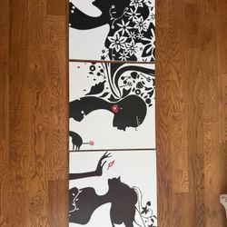 Modern Silhouette Wall Art Set - 3 Wood Panels