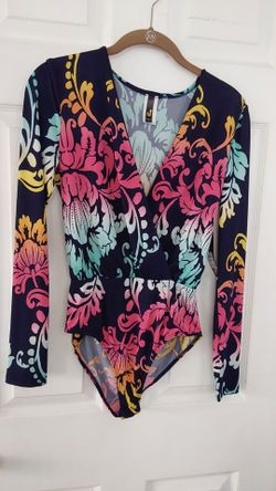 NEW , Bright Floral Design Bodysuit ( sm )