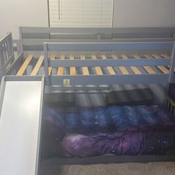 Twin Over Twin Bunkbed w/Slide & Storage Staircase 