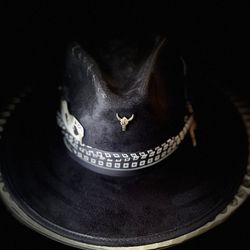 The Darkness Flat Wide Rim Fedora Hat Size large 