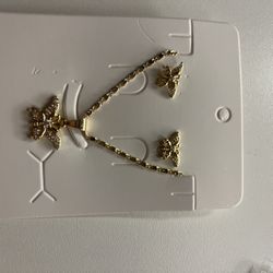 Butterfly Necklace And With Matching Earrings