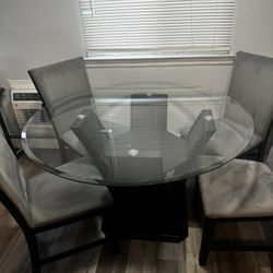 Round Glass Dining Table With 4 Chairs 